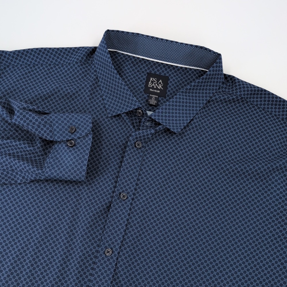 Jos A Bank Traveler Shirt Mens 4X Traditional Fit Blue COOLMOTION Performance